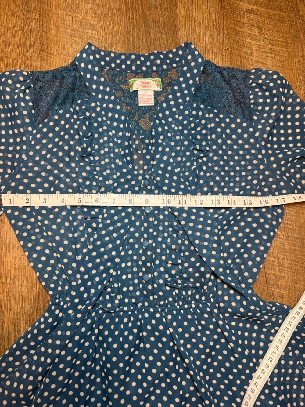 Flying Tomato Women’s Blue Polka Dot Dress Size Small - Picture 9 of 14